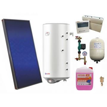 Pachet sistem solar presurizat, panou solar plan Sunsystem PК SL FP 2.0, Boiler cu 2 serpentine Eldom 100 l 2S, controller, vas expansiune, grup pompare, aerisitor 1/2, antigel