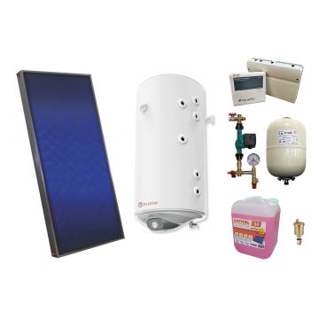Pachet sistem solar presurizat, panou solar plan Sunsystem PК SL FP 2.0, Boiler cu 2 serpentine Eldom 100 l 2S, controller, vas expansiune, grup pompare, aerisitor 1/2, antigel