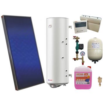 Pachet sistem solar presurizat, panou solar plan Sunsystem PК SL FP 2.0, Boiler cu 2 serpentine Eldom 150 l 2S, controller, vas expansiune, grup pompare, aerisitor 1/2, antigel