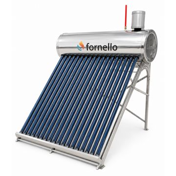 Panou solar nepresurizat Fornello pentru producere apa calda, cu rezervor inox 150 litri, 18 tuburi vidate si vas flotor 5 litri