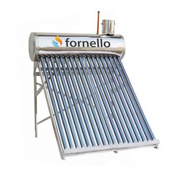 Panou solar nepresurizat Fornello pentru producere apa calda, cu rezervor inox 150 litri, 18 tuburi vidate si vas flotor 5 litri