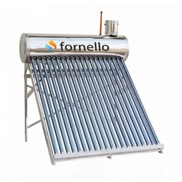 Panou solar nepresurizat Fornello pentru producere apa calda, cu rezervor inox 165 litri, 20 tuburi vidate si vas flotor 5 litri