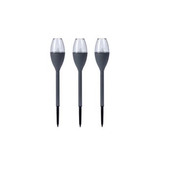 Set 3 lampi iluminat solar ProGarden, plastic, 38x6.5 cm, negru