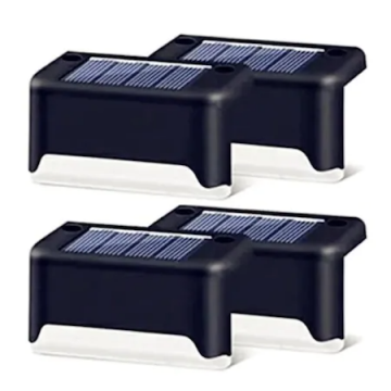 Set 4 lampi solare, FOXMAG24, pentru exterior, gard sau scari, lumina calda, negru