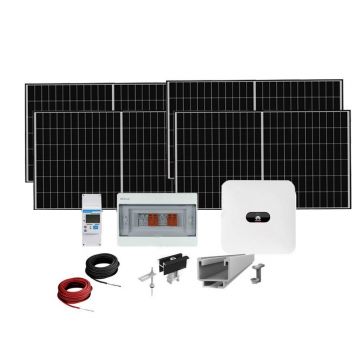 Sistem fotovoltaic complet 5 kW, invertor monofazat Hibrid WiFi si 12 panouri Canadian Solar, 144 celule, 455 W, pe structura de metal