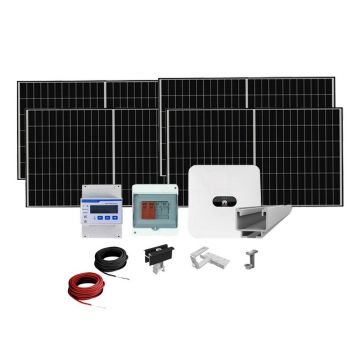 Sistem fotovoltaic complet 5 kW, invertor trifazat On Grid WiFi si 12 panouri Canadian Solar, 144 celule, 455 W, pe structura de metal