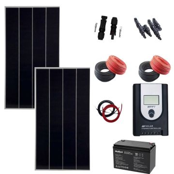 Sistem OFF GRID 340W cu 2 panouri fotovoltaice 170W, acumulator 12V 100AH REBEL, Controler, Cablu de conexiune, set conectori MC4-T, cablu solar 4mm, set conectori MC4 pntru panouri solare Sistem OFF GRID 340W cu 2 panouri fotovoltaice 170W, acumulator 12V 100AH REBEL, Controler, Cablu de conexiune, set conectori MC4-T, cablu solar 4mm, set conectori MC4 pntru panouri solare