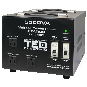Transformator 230-220V la 110-115V 5000VA/4000W cu carcasa TED000255