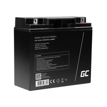 Acumulator stationar  Green Cell AGM 12V 22Ah VRLA plum acid, baterie fara mentenanta, pentru cositoare, scuter, barca