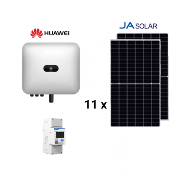 Kit sistem fotovoltaic 5 kW hibrid monofazat, invertor Huawei si 11 panouri