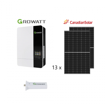 Kit sistem fotovoltaic 5kW Off-Grid Panouri Canadian Solar și Invertor Growatt