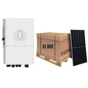 Kit fotovoltaic Invertor High Voltage Hibrid Trifazat DEYE 15KW cu 31 bucati panouri solare 550W Vendato Solar