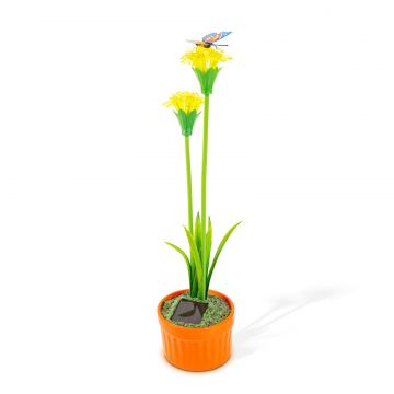 Floare colorata solara - 8 x 8 x 32 cm - 10 LED-uri alb cald - galben