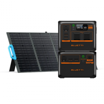 Kit Generator Solar Portabil 600W 1310Wh, Bluetti AC60P + B80P + panou 200W