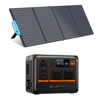 Kit Generator Solar Portabil 600W 504Wh, Bluetti AC60P + panou 200W