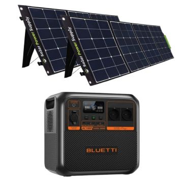 Kit Generator Solar Portabil Bluetti AC180P 1800W 1440Wh LifePO4 cu 2 x panou 200W