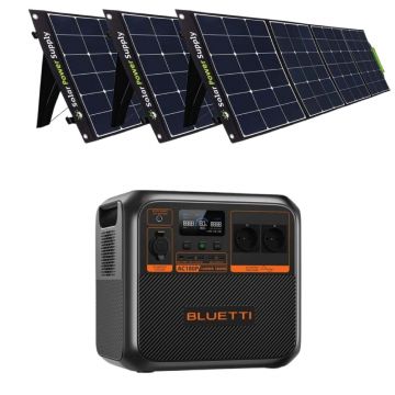 Kit Generator Solar Portabil Bluetti AC180P 1800W 1440Wh LifePO4 cu 3 x panou 200W