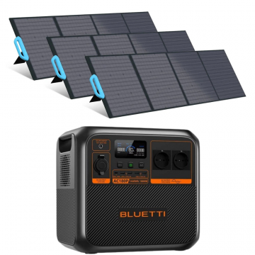 Kit Generator Solar Portabil Bluetti AC180P 1800W 1440Wh LifePO4 cu 3 x panou 200W