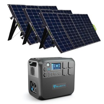 Kit Generator Solar Portabil Bluetti Poweroak 2200W 2048Wh Ac200Max + 3 X panou 400W
