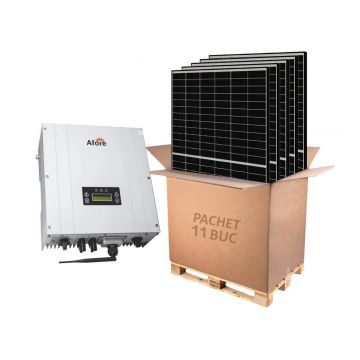 Kit invertor On-Grid monofazat Afore, 5KW si 11 panouri fotovoltaice monocristaline 455W Canadian Solar, HNS5000TL-2-455W