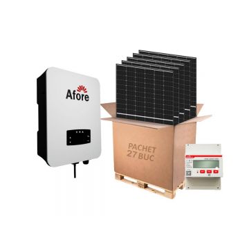 Kit invertor On-Grid trifazat 10kW, 27 panouri fotovoltaice, contor energie 50kWA, Afore BNT010KTL-2+LR4+SMART