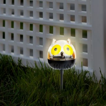 Lampa solara LED - bufnita - alb rece - verde - 150 x 50 x 50 mm