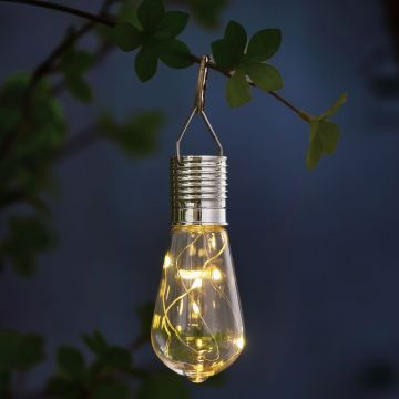 Lampa solara suspendabila  cu clema 4 LED-uri alb cald - 4,7 x 11 cm