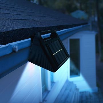 Lumina solara pentru jgheab - 6 LED-uri SMD alb rece - negru