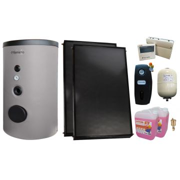 Pachet sistem solar presurizat, 2 x Panou solar plan Fornello 2.0 m² SPFP, Boiler Fornello Optima EV 6/4 S2, 160 Litri, Controller, Vas expansiune, Grup pompare, Aerisitor, Antigel