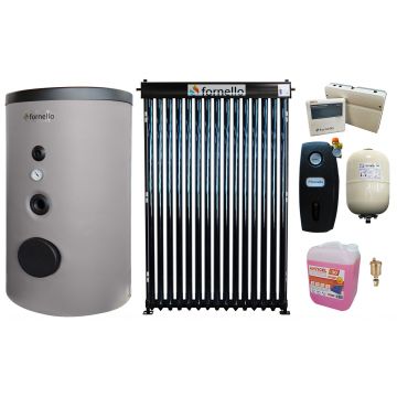Pachet sistem solar presurizat, Panou Fornello 15 Tuburi Heat Pipe, Boiler Fornello Optima EV 6/4 S2, 160 Litri, Controller, Vas expansiune, Grup pompare, Aerisitor, Antigel