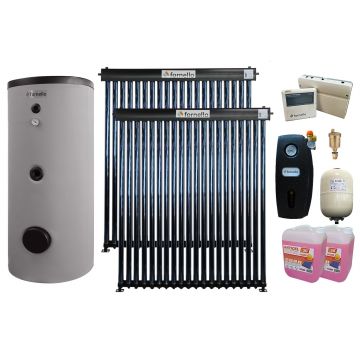Pachet sistem solar presurizat, Panou Fornello 40 Tuburi Heat Pipe, Boiler de SOL cu 2 serpentine Fornello Optima EV 300 LT 2S, Controller, Vas expansiune, Grup pompare, Aerisitor, Antigel