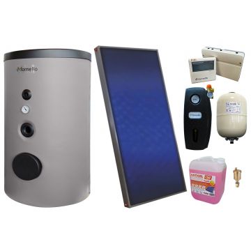 Pachet sistem solar presurizat, Panou Sunsystem PК SL FP 2.0, Boiler Fornello Optima EV 6/4 S2, 160 Litri, Controller, Vas expansiune, Grup pompare, Aerisitor, Antigel