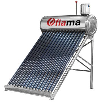 Panou solar nepresurizat FIAMA pentru producere apa calda, cu rezervor inox, 150 litri, 15 tuburi vidate si vas flotor 5 litri