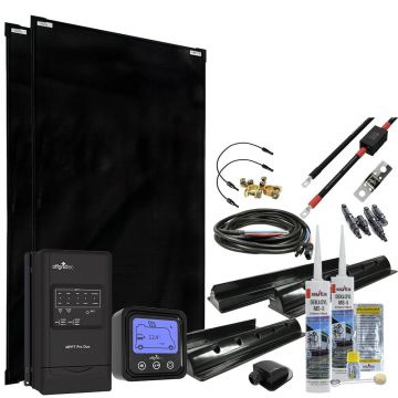 Sistem fotovoltaic rulota off-grid 300W, MPPT 30A, panouri solare negre, MobileBlack l