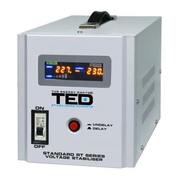 Stabilizator automat de tensiune TED, 3000 W, 5000 VA, TED-AVR5000 alarma sonora, unda sinusoidala pura