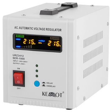 Stabilizator Tensiune Automat Kemot 1000VA URZ3412  Protectie Supratensiune, Subtensiune, 220V ±10%, Protectie Termica si Frecventa 50/60Hz