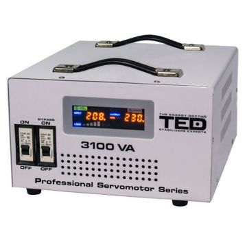 Stabilizator Tensiune Servomotor 3100VA TED Electric, Tensiune 140V-270V Intrare, 220V ±10% Iesire