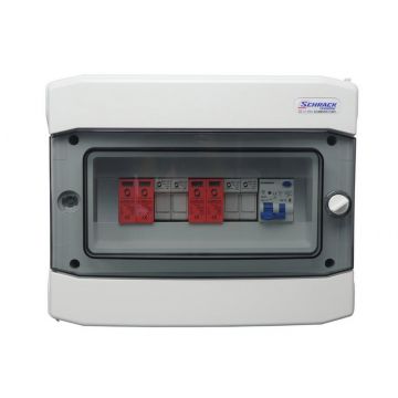 Tablou protectii pentru sistem fotovoltaic monofazat 5 KW cu 2 stringuri P_5_M_2S Tablou protectii pentru sistem fotovoltaic monofazat 5 KW cu 2 stringuri P_5_M_2S