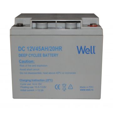 Acumulator plumb acid deep cycle Well 12V 45AH, terminal M6