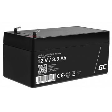 acumulator plumb acid greencell 12v 3.3ah, terminal t1/f1, agm19