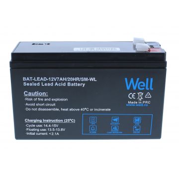 acumulator plumb acid well 12v 7ah, terminal t1, carcasa mica