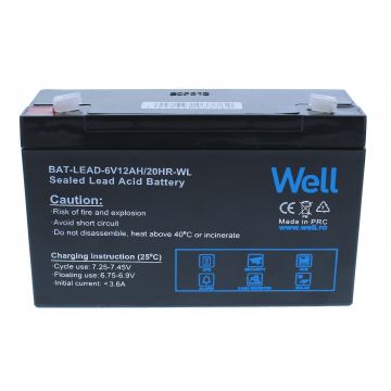 acumulator plumb acid well 6v 12ah, terminal t1