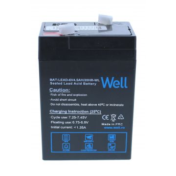 Acumulator plumb acid Well 6V 4.5AH, terminal T1