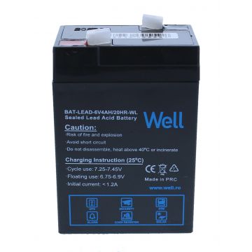 Acumulator plumb acid Well 6V 4AH, terminal T1