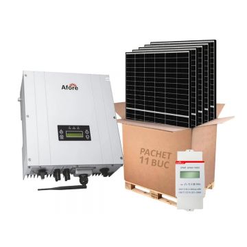Kit invertor On-Grid monofazat 5kW, 11 panouri fotovoltaice si contor de energie, Afore HNS5000TL-2-460W-INV