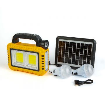 Lampa multifunctionala de mana cu panou solar, USB-C, 6 moduri de iluminare, 8 LED-uri, 3600 mAh