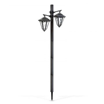 Lampa solara LED - felinar - 137 cm - negru - alb rece