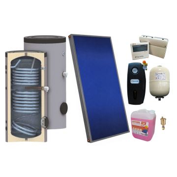 Pachet sistem solar presurizat, Panou Sunsystem PК SL FP 2.0, Boiler cu 2 serpentine SON 150 l, Controller, Vas expansiune, Grup pompare, Aerisitor, Antigel