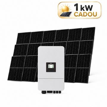 Sistem fotovoltaic 10kW (9 + 1 kW CADOU), invertor trifazat hibrid si 22 panouri Canadian Solar N-Type TOPCon, monocristalin, 460 Wp, 144 celule, rama neagra